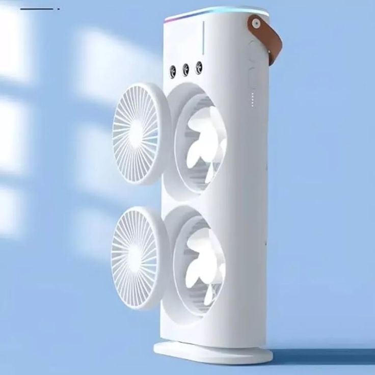 Portable Mini Double Fan Air Cooler With Mist Humidifier & LED Lighting — Stay cool anywhere